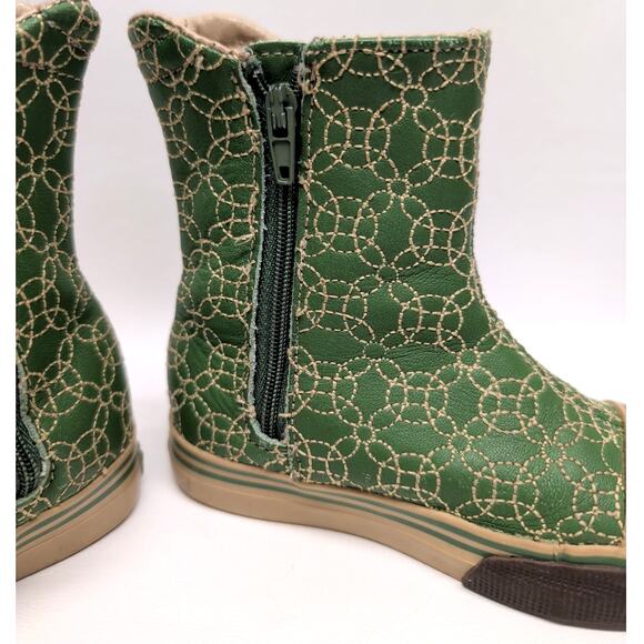 Morgan & Milo Green Leather Boots Girls Size 6 - Picture 5 of 5